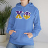 Chi Psi Two Toned Greek Lettered Hooded Sweatshirts