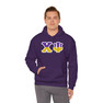 Chi Psi Two Toned Greek Lettered Hooded Sweatshirts