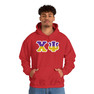 Chi Psi Two Toned Greek Lettered Hooded Sweatshirts