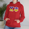 Chi Psi Two Toned Greek Lettered Hooded Sweatshirts