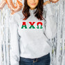 Alpha Chi Omega Two Tone Lettered Hooded Sweatshirts