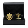National Sportswear Emblem Omega Psi Phi Cuff Links - Omega Shield Gold Look Cuff Links 
