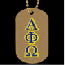 Alpha Phi Omega  Gold Double-Sided Dog Tag W/Chain