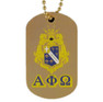 Alpha Phi Omega  Gold Double-Sided Dog Tag W/Chain