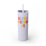 Alpha Omicron Pi Skinny Tumbler with Straw, 20oz