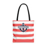 Personalized Boat Coral Stripe Tote Bag