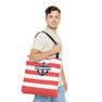 Personalized Boat Coral Stripe Tote Bag