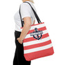  Personalized Boat Coral Stripe Tote Bag 
