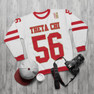 Theta-Chi Jersey Look Cuffs Crewneck Sweatshirt