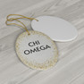 Chi Omega Gold Speckled Oval Ornaments