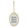 Delta Delta Delta Gold Speckled Oval Ornaments