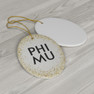 Phi Mu Gold Speckled Oval Ornaments