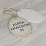 Alpha Omicron Pi Gold Speckled Oval Ornaments