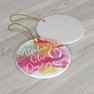 Alpha Chi Omega Watercolor Round Christmas Ornaments