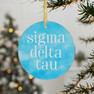 Round Sigma Delta Tau Watercolor Acrylic Ornaments