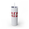 Alpha Gamma Delta Greek Skinny Tumbler with Straw, 20oz