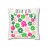  Delta Zeta Flowers Square Pillowcase 