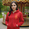 Chi Omega Heavy Full Zip Hoodie - 3" Letters