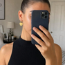 Alpha Xi Delta Huggie Hoop Earrings - Heart Tag