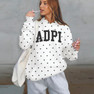 Alpha Delta Pi Oversized Polka Dot Drop Shoulder Hoodie Sweatshirt