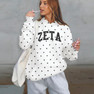 Zeta Tau Alpha Oversized Polka Dot Drop Shoulder Hoodie Sweatshirt