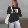 Alpha Omicron Pi Oversized Polka Dot Drop Shoulder Hoodie Sweatshirt