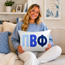 Sorority Pillow – Embroidered Plush Greek Letters Design