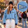 Sorority Fleece Sweatshirts Half Zip Pullover Oversized Crop Tops Hoodie With Pocket