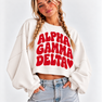 Alpha Gamma Delta Cropped Sweatshirt – Long Sleeve Loose Fit Pullover with Side Slits