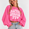 Alpha Omicron Pi Cropped Sweatshirt – Long Sleeve Loose Fit Pullover with Side Slits