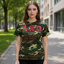 DISCOUNT-Alpha Chi Omega Lettered Camouflage T-Shirt