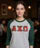 DISCOUNT-Alpha Chi Omega Lettered Raglan Shirt