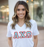 DISCOUNT-Alpha Chi Omega Lettered V-Neck Tee