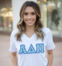 DISCOUNT-Alpha Delta Pi Lettered V-Neck Tee