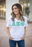 DISCOUNT-Alpha Epsilon Phi Lettered V-Neck Tee