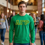 Alpha Gamma Rho Fraternity Crest - Shield Twill Letter Longsleeve Tee