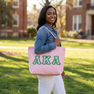 Alpha Kappa Alpha Custom Satin Stitch Tote Bag