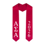 Alpha Sigma Alpha Greek Lettered Graduation Sash Stole With Year - Best Value