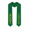 Alpha Sigma Tau Greek Lettered Graduation Sash Stole With Year - Best Value
