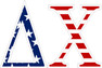 American Flag Greek Letter Sticker - 2.5" Tall