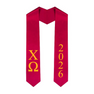 Chi Omega Greek Lettered Graduation Sash Stole With Year - Best Value