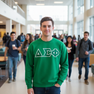Delta Sigma Phi Fraternity Crest - Shield Twill Letter Crewneck Sweatshirt