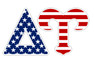 Delta Upsilon American Flag Greek Letter Sticker - 2.5" Tall