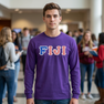 FIJI Fraternity Letter American Flag long sleeve tee