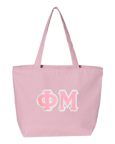 DISCOUNT- Phi Mu Lettered Tote Bag - Best Value - Greek Gear