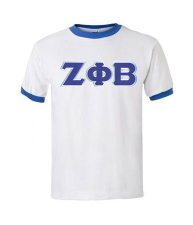 DISCOUNT-Zeta Phi Beta Lettered Ringer Shirt - Greek Gear