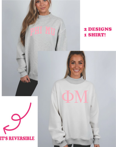 Phi Mu Reversible Varsity Mockneck Sweatshirt