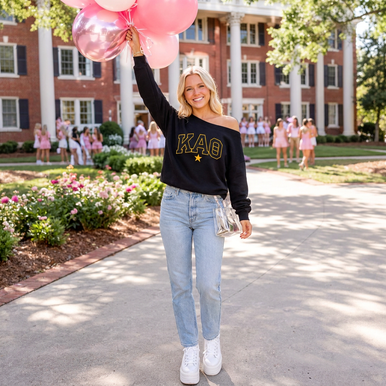 Alpha Pen Kappa Alpha Theta Off Shoulder Sweatshirt | Kappa Alpha Theta Crewneck