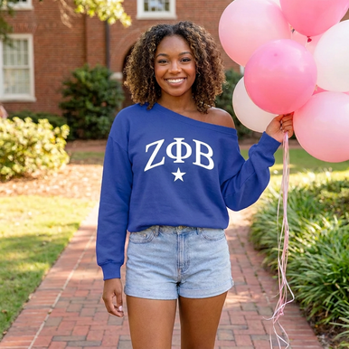 Zeta Phi Beta Off Shoulder Sweatshirt | Zeta Phi Beta Crewneck