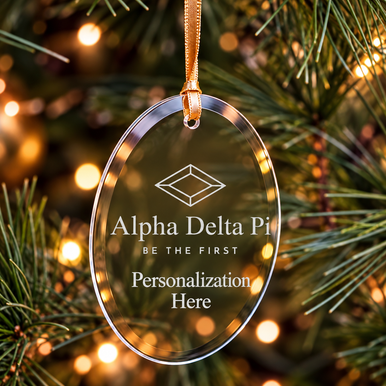 Alpha Delta Pi Logo Glass Oval Christmas Ornaments